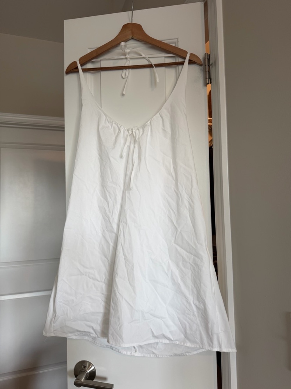 Aritzia White Cotton Sleep Chemise with Tie Straps